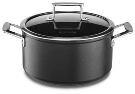 KitchenAid KCH260LCKM Professional Hard Anodized Nonstick 6.0-Quart Low Casserole with Lid Cookware - Black