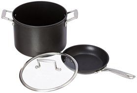 KitchenAid KCH260LCKM Professional Hard Anodized Nonstick 6.0-Quart Low Casserole with Lid Cookware - Black N5