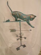 LARGE Handcrafted 3D 3- Dimensional CAT and Mouse Weathervane Copper Patina Finish N5