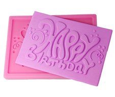 FOUR-C Cake Mold Happy Birthday Decor Silicone Mould Color Pink