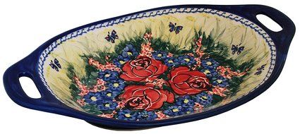 Boleslawiec Stoneware - Polish Pottery Serving or Baking Dish with Handles - Eva&#039;s Collection N4