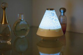 Wireless Bluetooth Speakers FM Radio Bedside Lamp TF Card 7 Color LED Display Music Player (White) N7