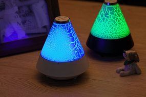 Wireless Bluetooth Speakers FM Radio Bedside Lamp TF Card 7 Color LED Display Music Player (White) N9