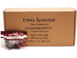 Two Leaves Tea Company Organic Assam Black Tea, 100-Count
