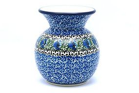 Polish Pottery Vase - Round with 2&quot; Opening - Peacock Feather