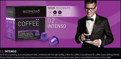 40 Bestpresso Nespresso Compatible Gourmet Coffee Capsules - Nespresso Pods Alternative: INTENSO Blend and LUNGO...