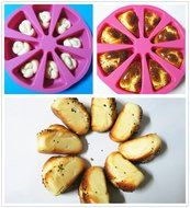 Delidge 8 Triangle Cavity Silicone Scottish Scone Cornbread Pan Pastry Pizza Mould, Pink N5