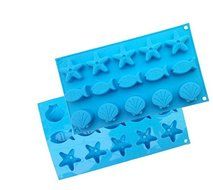 15 Cups Starfish Fish &amp; Shell Shape Chocolate Fondant Mold Silicone Pastry Cookies Mold Cake Bakeware Cake Baking...
