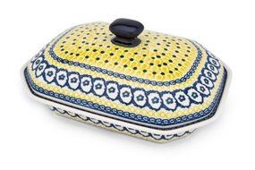 Polish Pottery Saffron Medium Covered Baking Dish