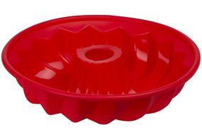 Fluted Bundt Cake Silicone Mold - Round 10x2 Inch Pan - Red N2