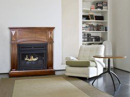 Pleasant Hearth Convertible Vent-Free Dual Fuel Fireplace, 35-Inch, Cherry N2