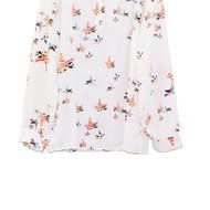 AIMTOPPY Women Summer Casual Floral Printed Long Sleeve Tether Blouse Chiffon T-Shirt (S, White)