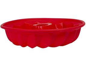 Fluted Bundt Cake Silicone Mold - Round 10x2 Inch Pan - Red N4
