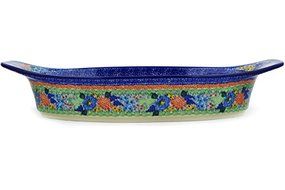 Polmedia Polish Pottery 18-inch Stoneware Oval Baker with Handles H2260E Hand Painted from Ceramika Artystyczna...