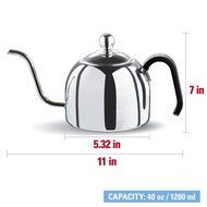 Zell Pour Over Kettle for Coffee and Tea, Premium 18/8 Stainless Steel, Works on Gas or Electric Stovetop, 40... N2