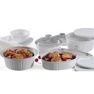 CorningWare French White 10 Piece Stoneware Bakeware with Bonus 2 Quart Pyrex Roaster with Lid N3