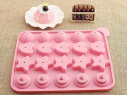 AUCH 1Set Silicone 3D Assorted Shape DIY Lollipop Cake Mold Cube Cup Tray Moulds, Random Color N3