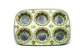 Polish Pottery Muffin Pan - Maraschino