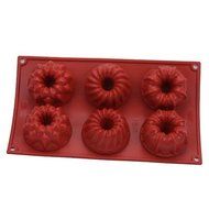 6-cavity Vermeil Mini Fancy Bundt Savarin Cake Pan Silicone Mold Baking Mould.