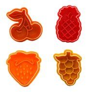 Set of 4 3D Plastic Press-and-Stamp Cookie Cutters Baking Molds