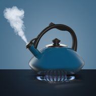 Osaka, Enamel Coated Whistling Tea Kettle - 3 Quart Capacity Teakettle &quot;Kobe Port Tower&quot; (Blue) N6