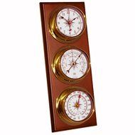 Trintec Omni Weather Station Brass Quartz Clock Thermometer Barometer Marine Nautical Dials on Cherry Stained... N2