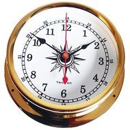 Trintec Omni Weather Station Brass Quartz Clock Thermometer Barometer Marine Nautical Dials on Cherry Stained... N3