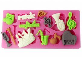 FOUR-C Silicone Cup Cake Mold Musical Instruments Sugarpaste Mould Color Pink