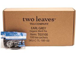 Two Leaves Tea Company Organic Earl Grey Black Tea, 100-Count (Packaging artwork may vary)