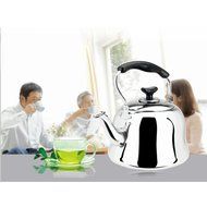 Stainless Steel Whistling Teakettle Teapot Cookware Silver Tone (4L) N2