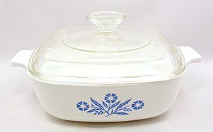 Vintage Corning Ware Casserole P-1-B,blue Flowers,glass Cover,1 Qt.usa