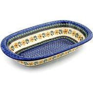 Polish Pottery Oval Baker 14-inch Golden Daisy Swirl N5