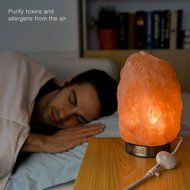 Levoit Elora Hand Carved Natural Himalayan Crystal Salt Lamp(8 to 11lbs): Stainless Steel Base, Touch Brightness...