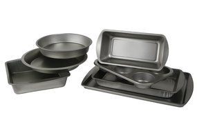 Le Juvo 7 Piece Bake Set - Kitchen Bakeware Set - Including Square Cake Pan, Round Cake Pan, Pie Pan, Cookie Tray... N2