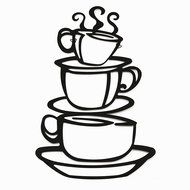 Adorox Coffee House Cafe Cup Java Silhouette Metal Wall Art (Black (1 Pack))