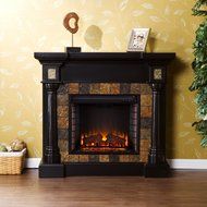 SEI Carrington Convertible Electric Fireplace, Slate/ Black N4