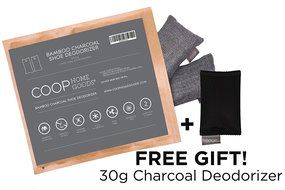 Coop Home Goods - Natural Moso Bamboo Charcoal Deodorizer - 2 x 100g (2 pcs) for shoes, boots, gym bag or boxing... N4