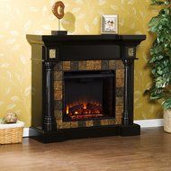SEI Carrington Convertible Electric Fireplace, Slate/ Black N7