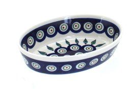 Polish Pottery Peacock Extra Small Oval Baker