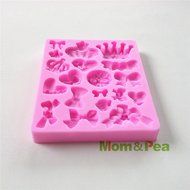 Mom&amp;pea 0532 Crown Bowknot Shaped Silicone Mould for Fondant Cake Sugar Paste Cake Decoration 3d Cake Toppers...