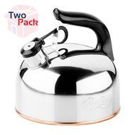 Whistling Teakettle 2-1/3 Qt. Copper Bottom, Stainless Steel by Revere, Pack of 2