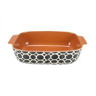 12&quot; Basic Luxury Decorative Black and White Circle Rectangular Terracotta Oven Baking Dish