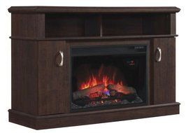 Dwell TV Stand with 25" Curved Electric Fireplace, Midnight Cherry