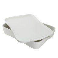 13&quot; x 9.5&quot; Ceramic Bakeware with Serving and Storing Lid, White