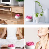 YJY 100mL Lotus Aromatherapy Essential Oil Diffuser - USB Silent Ultrasonic Waterless Auto Shut-off Air Humidifier...
