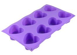 Bakerpan Silicone Mini Cake Pan, Muffin Baking Tray, Pastry Mold, 2 1/2 Inch Hearts, 8 Cavities