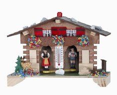 German Weather House with Bavarian Couple and Thermometer Germany Weatherhouse