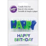 Wilton Happy Birthday Candle Picks in Blue, 13 Count