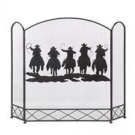 Fireplace Screen Metal and Iron Cowboy Round Up Western Theme New