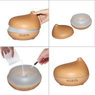MixMart 300ml Essential Oil Diffuser Wood Grain Cool Mist Humidifier with Color LED Lights Changing N3